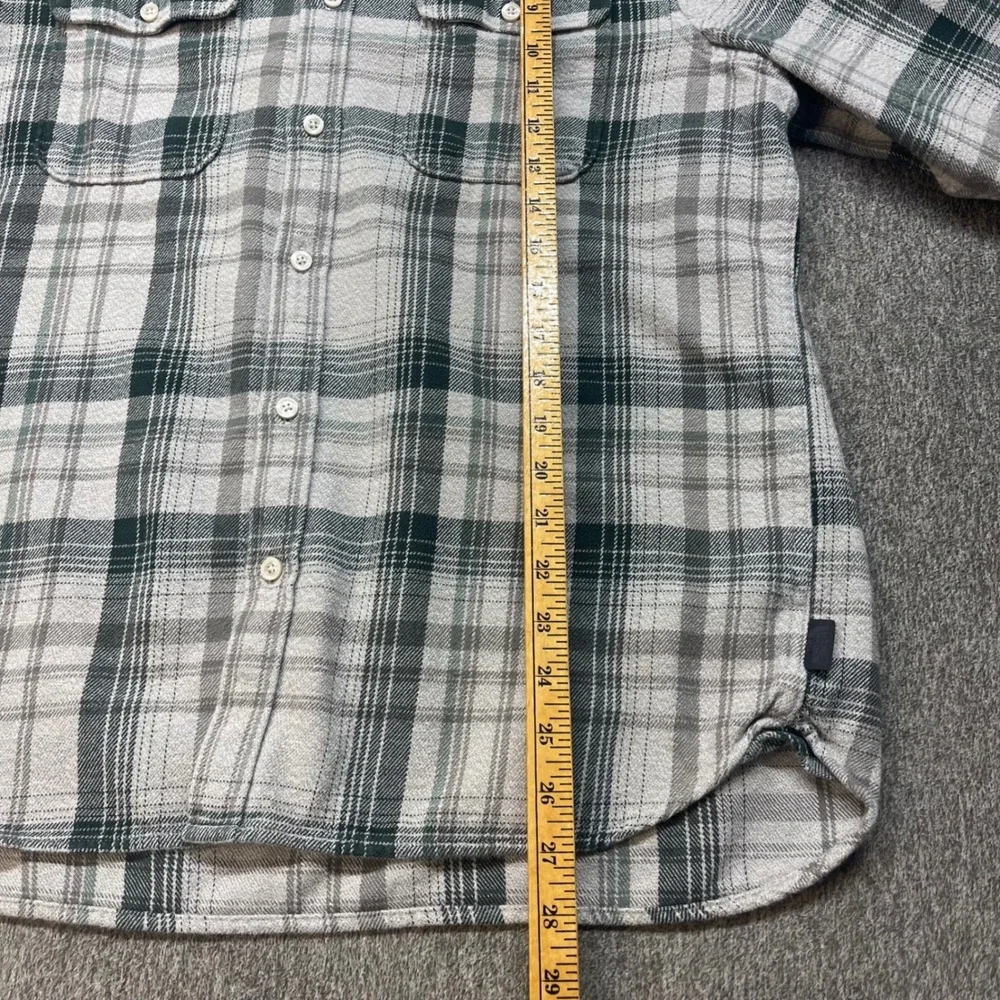 The North Face Mens Grey Green Plaid Flannel Button Down Shirt Large Long Sleeve